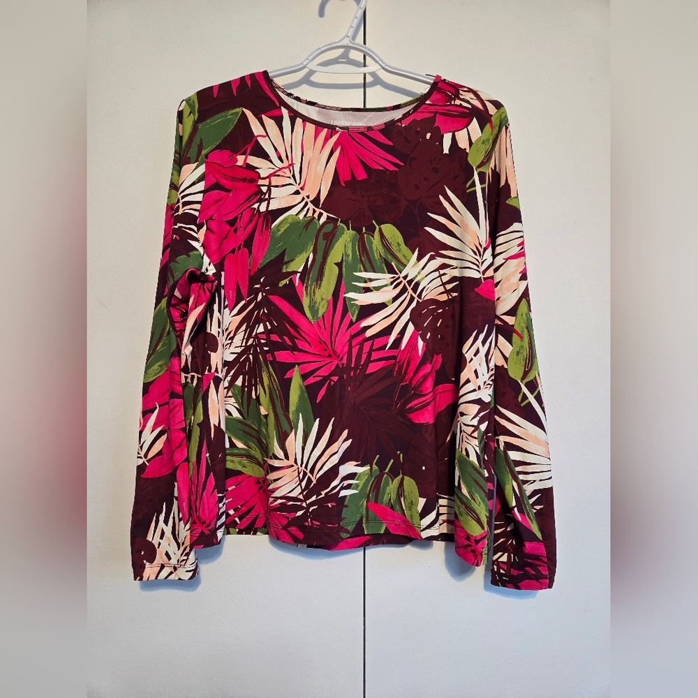 Lands' End Tropical Floral‎ Long Sleeve Top